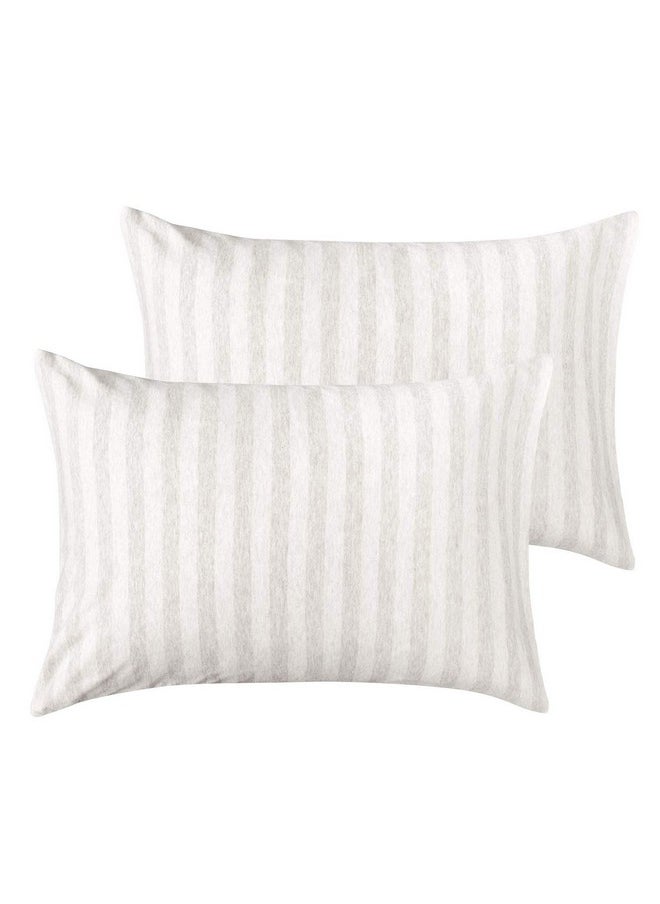 NTBAY - NTBAY Organic Cotton Toddler Pillowcases - Super Soft & Breathable Jersey Cotton Toddler Pillow Cases, 13”x18” Pillow Cases with Envelope Closure, Camel and Beige Stripe - Image 1