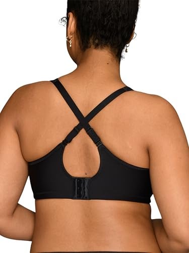Vanity Fair Womens Medium Impact Sports For Breathable, Moisture Wicking, Padded Cups Up To Ddd Bra, Wireless - Black, 44DD US - Image 4
