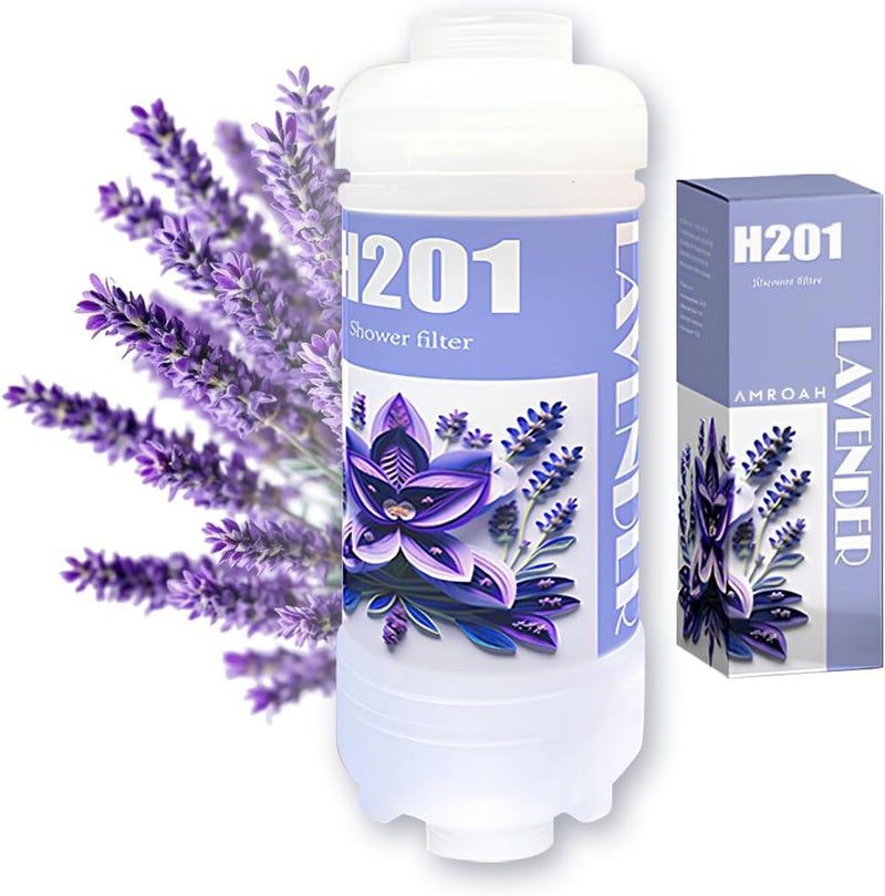 AMROAH Shower Infuser - Vitamin C Shower Head Filter, Hard Water Softener, Chlorine & Fluoride Shower Filter, Water Purifying Filtered Shower Head with Beads (Lavender) - Image 1