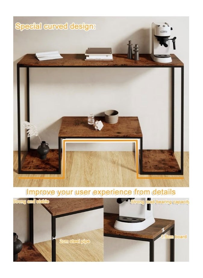 Generic - A Warm Rustic Multi Purpose Console Table That Can Be Placed At The Entrance Of A House Or Apartment To Place Your Keys Or Mail Or At The Entrance Of A Building To Place A Vase Air Freshener Incense Burner Or Drinks For Residents It Can Also Be Used At The Entrance Of A Factory To Place A Dessert Tray To Welcome Guests Or Behind The Sofa In The Hallways Or Narrow Areas Behind The Sitting Sofa To Place A Vase Or Books It Can Also Be Used As An Additional Buffet For Sweets Or Appetizers At The Dining Table Or As A Soft And Simple Coffee Corner The Console Has Storage Shelves And The Design Of The Upper And Lower Tiered Shelves Is Attractive And Visually Comfortable However It Can Accommodate Items Of Different Sizes At The Same Time Making It Easy To Organize Your Things On This Table This Table Features A Strong Metal Frame The Design Is Elegant And Soft Yet Durable And Strong It Is Easy To Install And Clean - Image 1