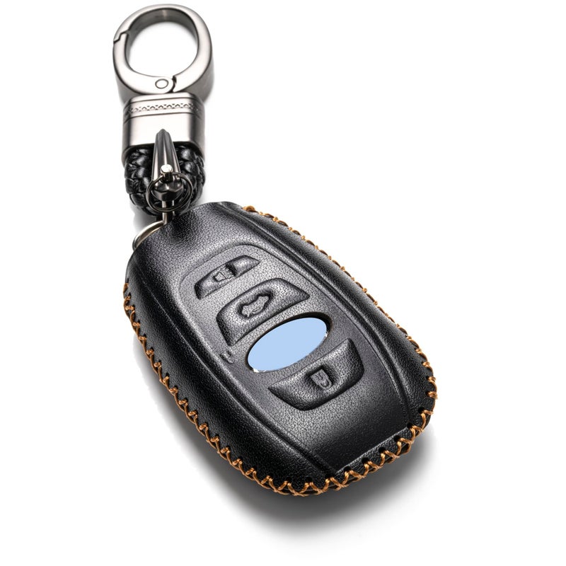 Vitodeco Leather Smart Key Fob Case Cover Compatible with Subaru Forester Impreza Outback WRX BRZ XV Crosstrek Ascent Solterra 2014  2025 4Button Black