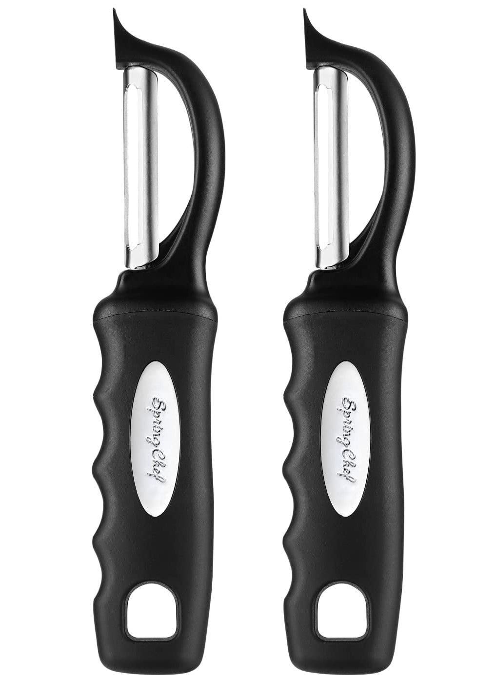 Spring Chef Spring Chef Premium Swivel Vegetable Peeler Soft Grip Handle and Ultra Sharp Stainless Steel Blades  Perfect Kitchen Peeler For Veggie Fruit Potato Carrot Apple  Black  Set of 2 