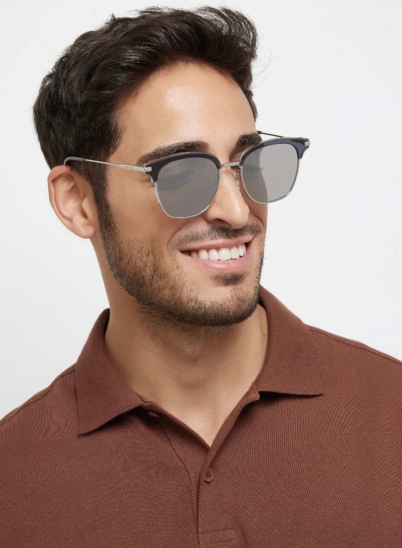 30Sundays Fossil,Men Sunglasses, Square Sunglasses, UV Protection: UV400 (Grey,Silver)