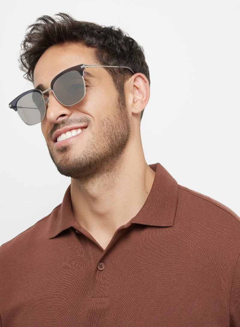 30Sundays Fossil,Men Sunglasses, Square Sunglasses, UV Protection: UV400 (Grey,Silver)