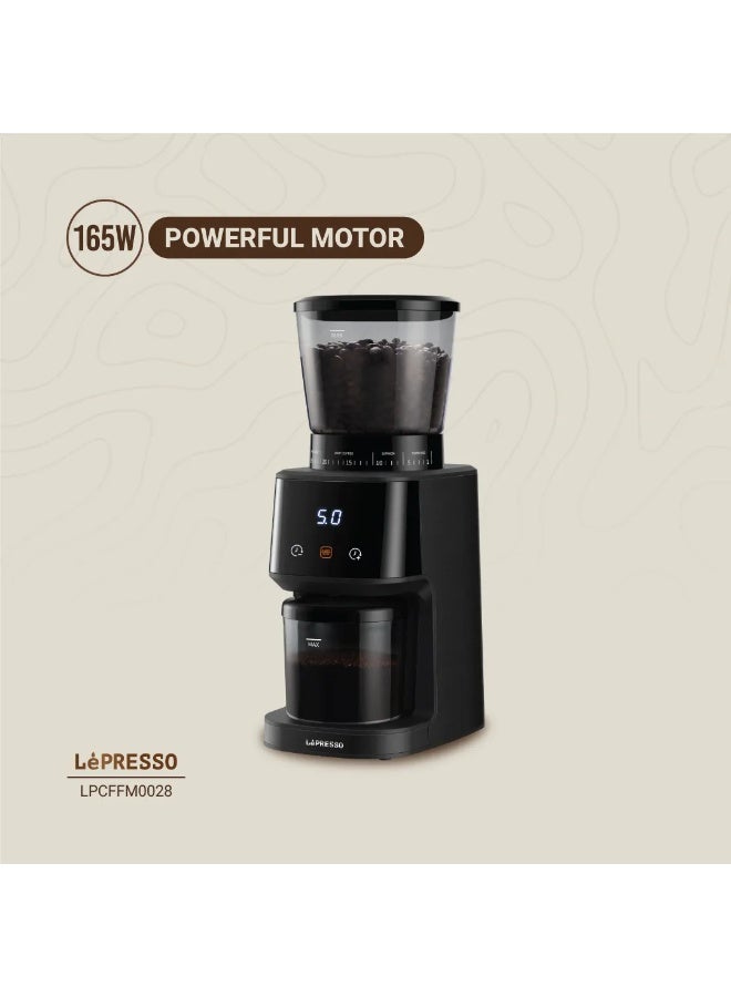 ليبرسو مطحنة مخروطية / قوة 165 واط / إعدادات طحن قابلة للتعديل / سعة 20 كوبًا / حاوية حبوب سعة 275 جرامًا / مطحنة حبوب دقيقة بغطاء قابل للإزالة / وظيفة المؤقت - أسود - Image 4