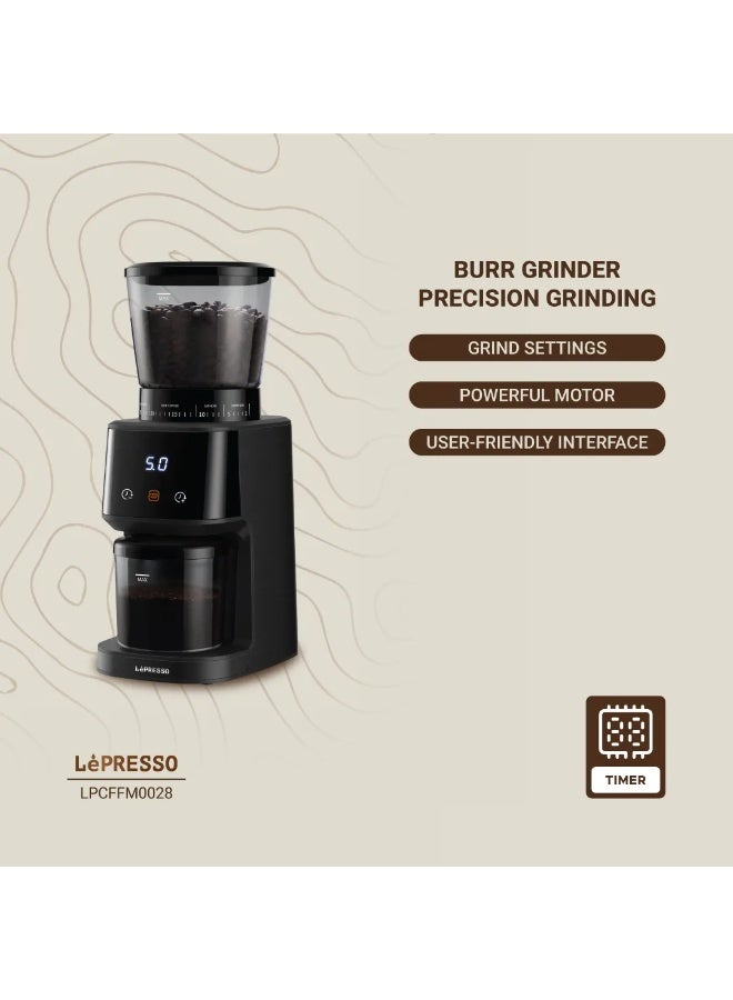 ليبرسو مطحنة مخروطية / قوة 165 واط / إعدادات طحن قابلة للتعديل / سعة 20 كوبًا / حاوية حبوب سعة 275 جرامًا / مطحنة حبوب دقيقة بغطاء قابل للإزالة / وظيفة المؤقت - أسود - Image 5