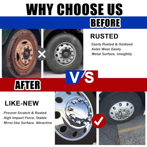 Cabtherlyn 33mm x 2 7/8" Lug Nut Covers Push-On Standard, ABS Chrome Plastic Lug Nut Cover for Semi Trucks Trailers, 20 Pack - Image 4