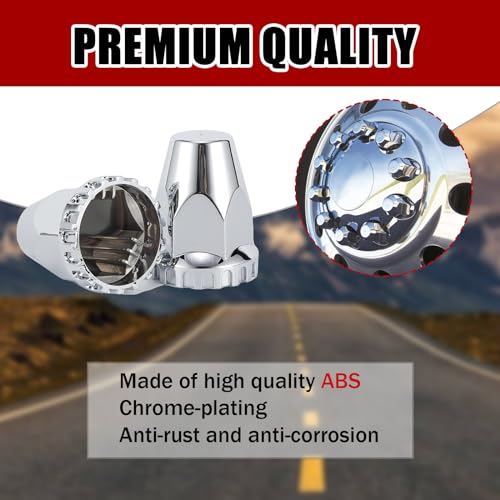Cabtherlyn 33mm x 2 7/8" Lug Nut Covers Push-On Standard, ABS Chrome Plastic Lug Nut Cover for Semi Trucks Trailers, 20 Pack - Image 5
