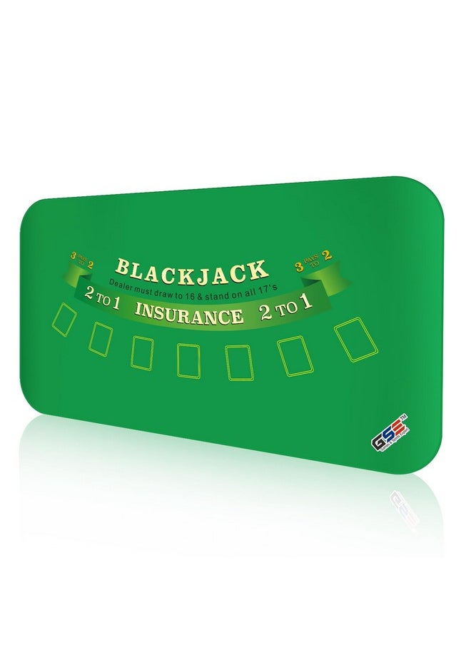 GSE Games & Sports Expert Professional Casino Blackjack Tabletop Layout Mat With Carrying Bag, Non-Slip Rubber Blackjack Table Top Mat For Family/Friends Parties, Casino Nights  - Image 1