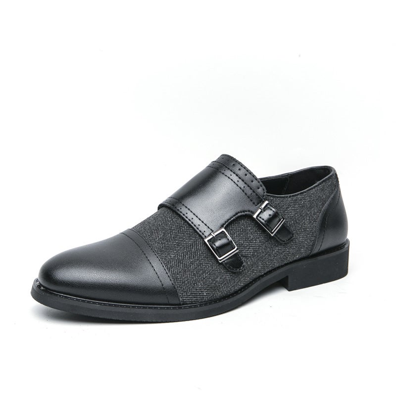 Retro Double-Breasted Business Formal Leather Shoes Trendy Large Size Square Leather Shoes British Versatile Leather Shoes - Image 1