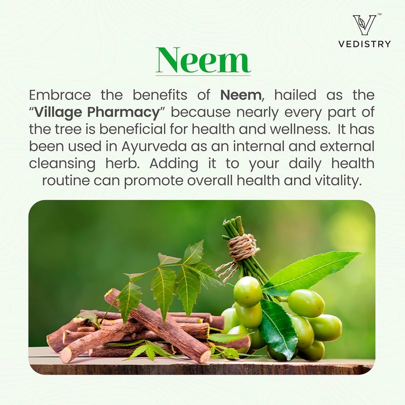 Vedistry Neem Leaf Extract Supplements  1100mg Supports Clear Skin Detoxification and Immune Health  Reduces Acne  Promotes Healthy Skin with Long Pepper  60 Vegan Capsules - Image 2