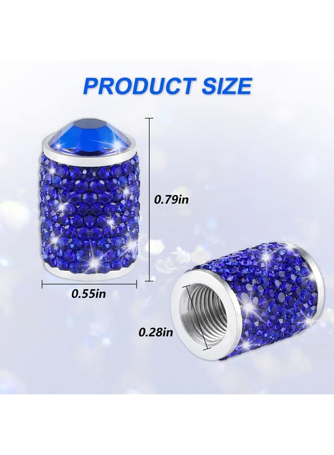 Alpmosn Car Wheel Tire Valve Caps, 4 PCS Bling Tire Valve Caps, Crystal Tire Caps Shinny Rhinestone for Women, Universal Car Dustproof Tire Valve Caps for Cars, Trucks, SUV and Motorcycles (Blue) - Image 2