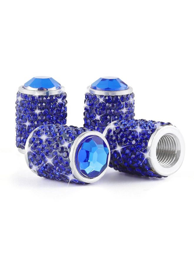 Alpmosn Car Wheel Tire Valve Caps, 4 PCS Bling Tire Valve Caps, Crystal Tire Caps Shinny Rhinestone for Women, Universal Car Dustproof Tire Valve Caps for Cars, Trucks, SUV and Motorcycles (Blue) - Image 1