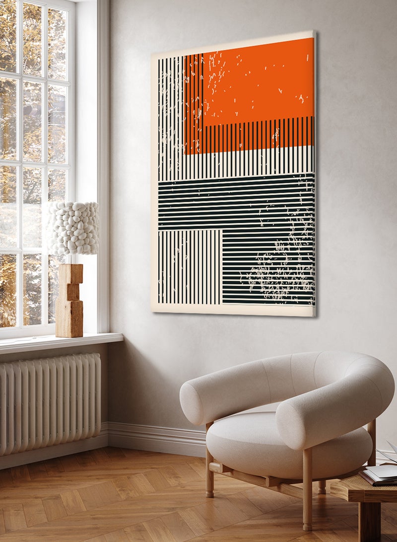 LOWHA Canvas Wall Art Stretched Over Wooden Frame with Lines  Painting - Image 1