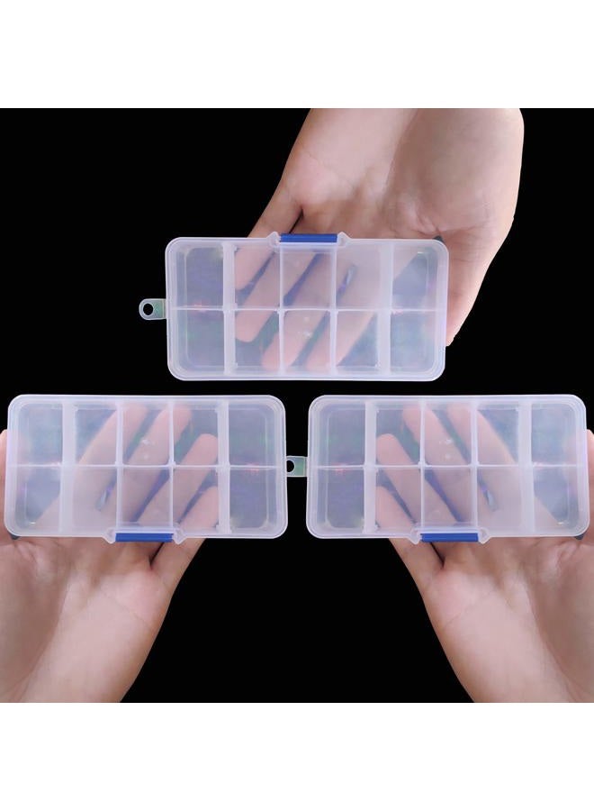 SuperJpsor Transparent Plastic Grid Box Storage Organizer,Adjustable Dividers Travel Small Size Case with Lid for Display Collection,Organizing Small Parts,Cotton,Swab,Ornaments,Beads,Jewlery,Rings (10 Grid) - Image 2