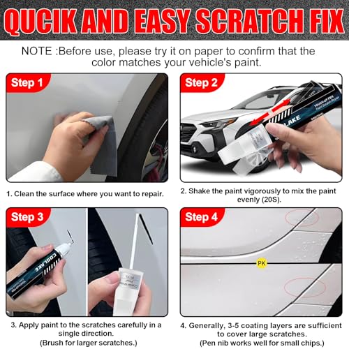 COSLAKE Car Touch Up Paint(Crystal White Pearl(K1X)) for SUBARU, Car Paint Scratch Repair Kit, Quick & Easy Solution to Repair, 2 in 1 Scratch Remover Pen with Color-Matched - Image 5