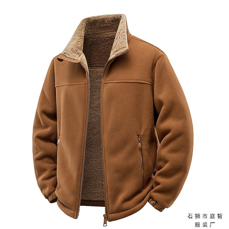 Fleece Jacket With High Weight Of 400 Grams For Men And Women, Fleece-Lined And Thickeneded Stand-Up Collar Loose Casual Jacket For Men - Image 5