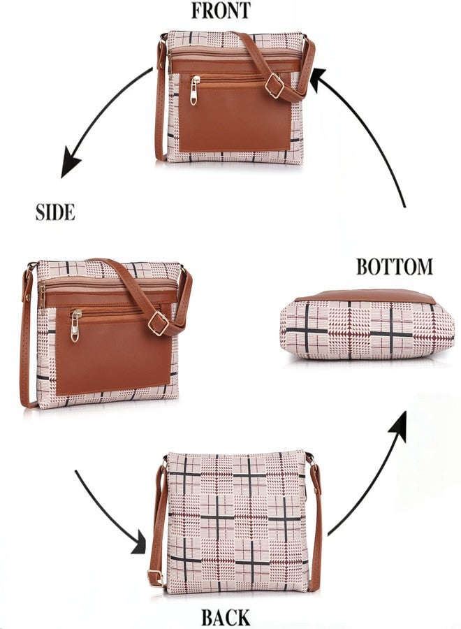 DANIEL CLARK Women’s Printed Crossbody Sling Bag | Off White & Maroon Geometric Design with Brown PU Leather | Adjustable Strap | Zipper Closure | Casual & Travel Handbag - Image 3