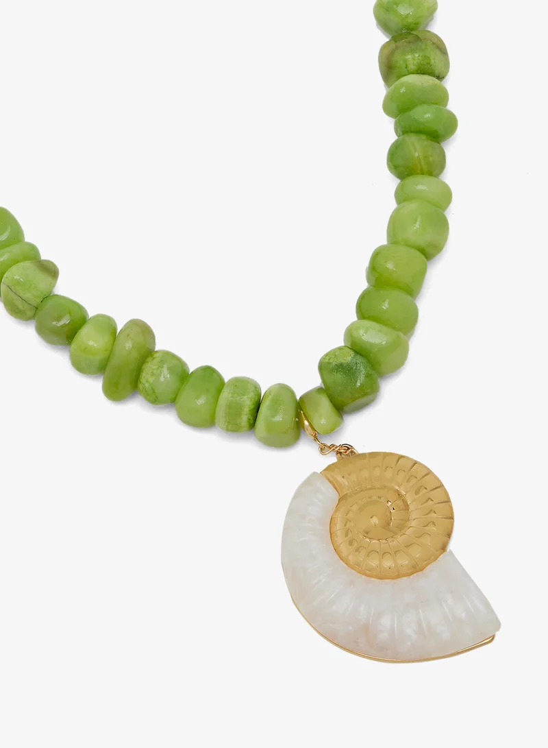 ELLA Resin Beaded Necklace with Shell Charm