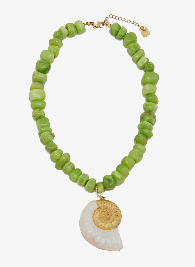 ELLA Resin Beaded Necklace with Shell Charm