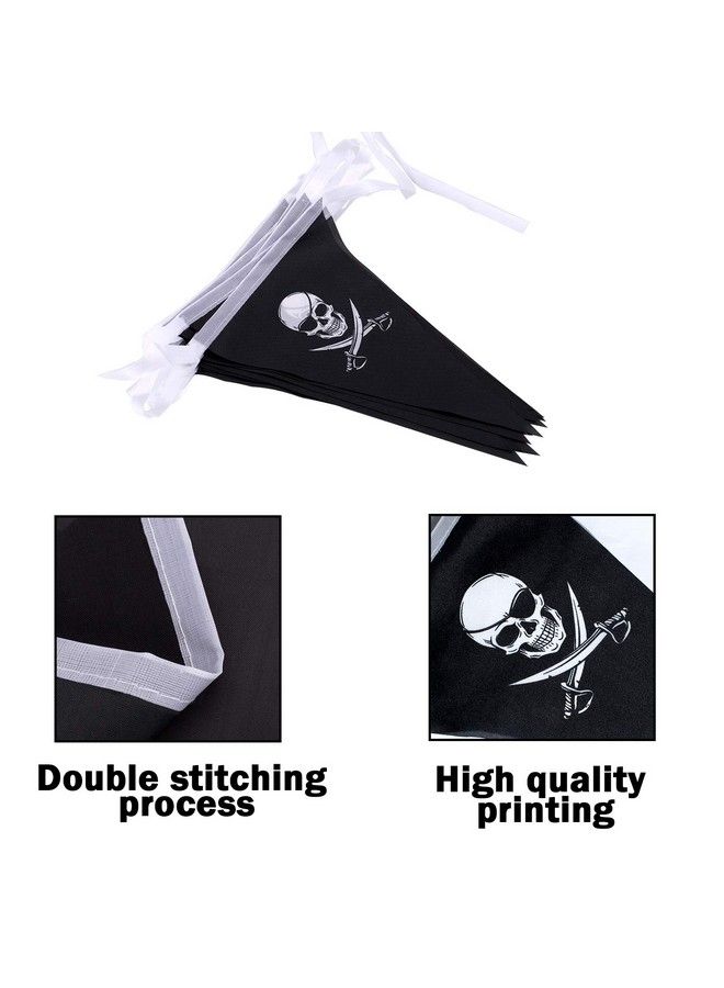 Whaline 31.5Ft Halloween Jolly Roger Banner, Skull Pirate Flags 30Pcs Triangle Flags Bunting For Halloween Party Pirate Party And Outdoor Decoration, Vivid Color And Uv Fade Resistant - Image 4
