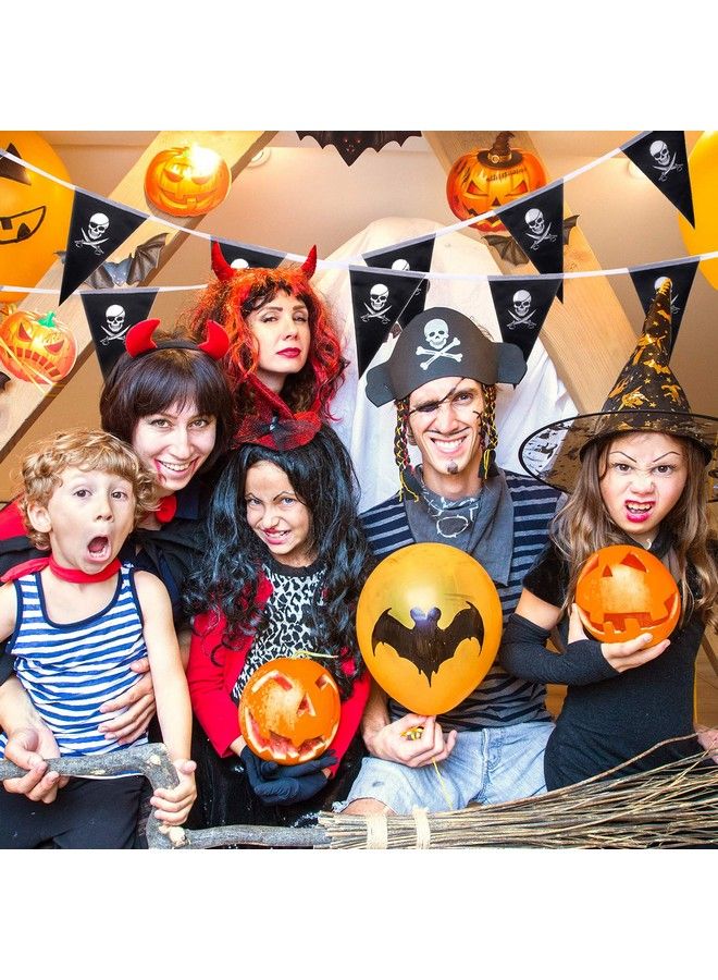 Whaline 31.5Ft Halloween Jolly Roger Banner, Skull Pirate Flags 30Pcs Triangle Flags Bunting For Halloween Party Pirate Party And Outdoor Decoration, Vivid Color And Uv Fade Resistant - Image 5