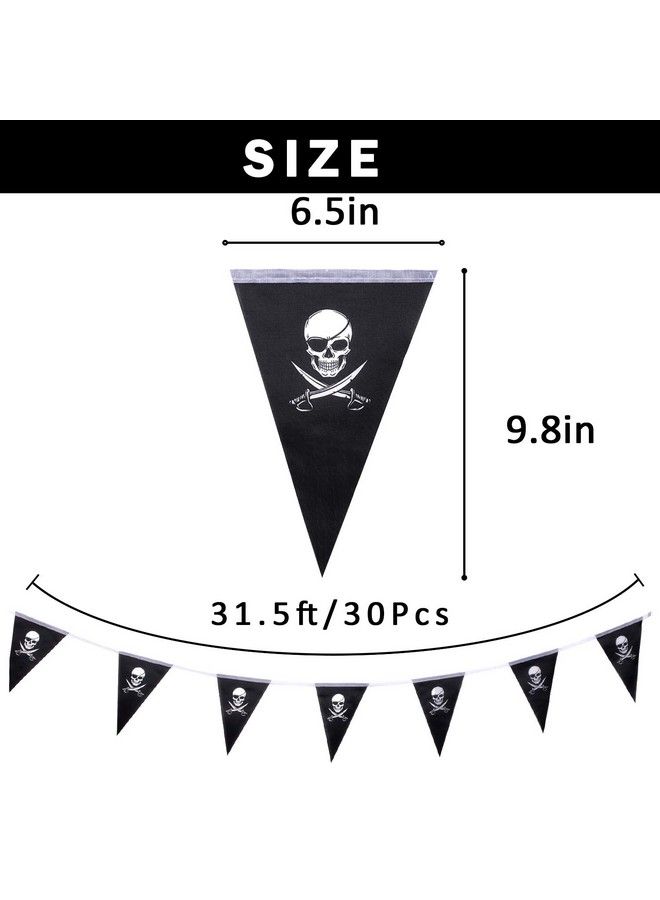 Whaline 31.5Ft Halloween Jolly Roger Banner, Skull Pirate Flags 30Pcs Triangle Flags Bunting For Halloween Party Pirate Party And Outdoor Decoration, Vivid Color And Uv Fade Resistant - Image 3