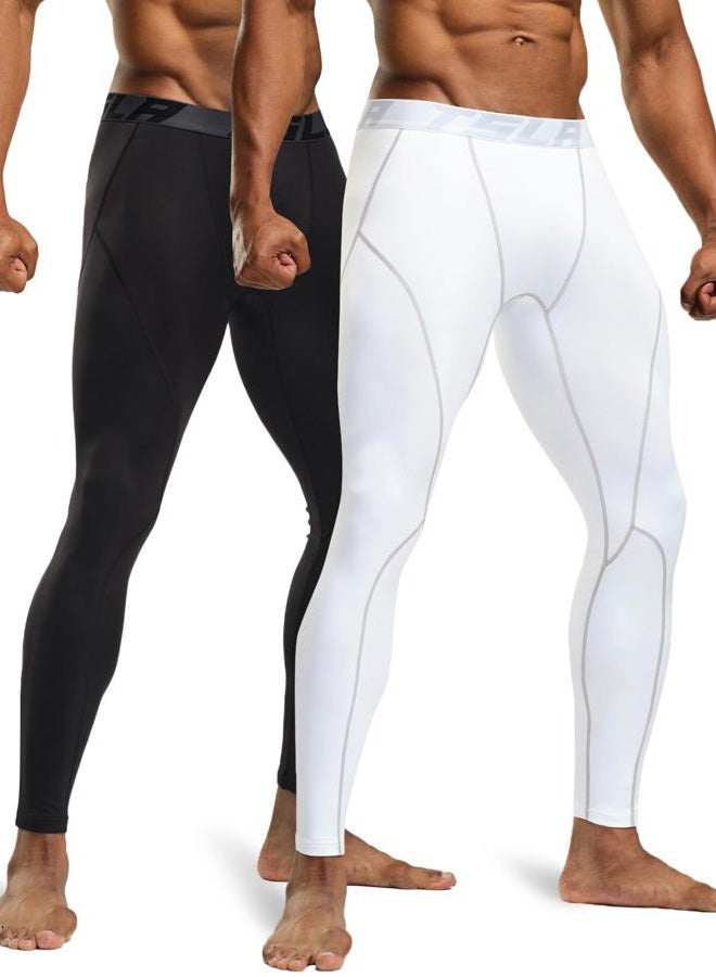 TSLA 1 or 2 Pack Men's Thermal Compression Pants, Athletic Sports Leggings & Running Tights, Wintergear Base Layer Bottoms - Image 2