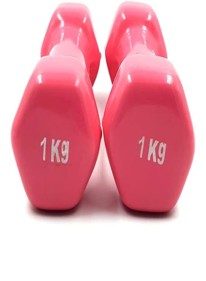 BROZYN Vinyl Dumbbells for Men & Women - Pair of Dumbbells for Home Workout, Fitness, Yoga & Strength Training - Anti-Slip, Scratch-Resistant Coating (Pink 1x2kg) - Image 2