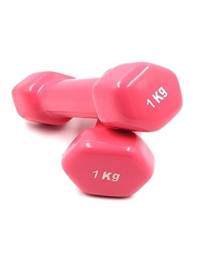 BROZYN Vinyl Dumbbells for Men & Women - Pair of Dumbbells for Home Workout, Fitness, Yoga & Strength Training - Anti-Slip, Scratch-Resistant Coating (Pink 1x2kg) - Image 3
