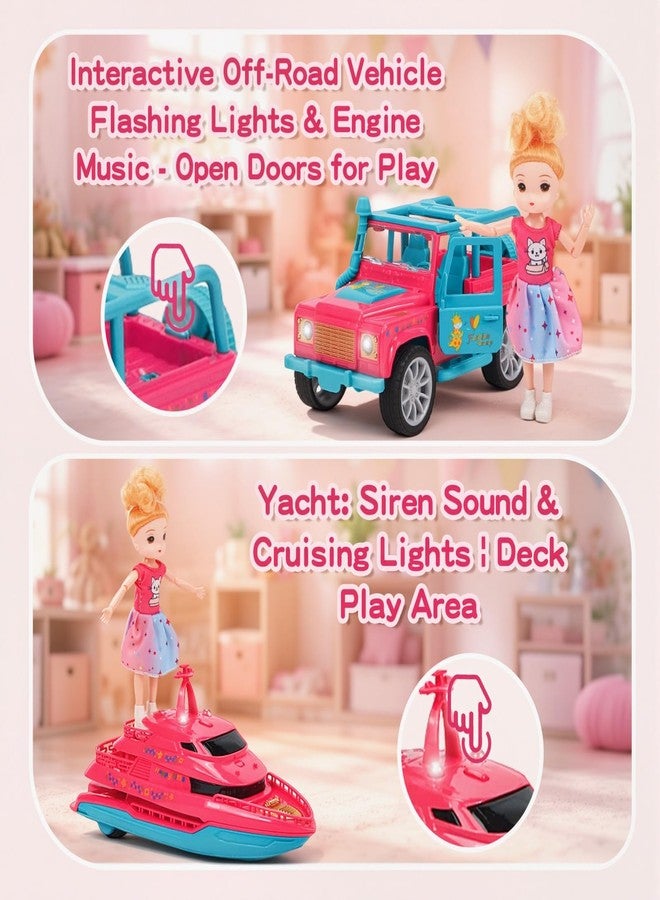 BoomCaCa 11-in-1 Pink Dream Travel Vehicles Playset Toys for Girls Age 3-6 - Image 3