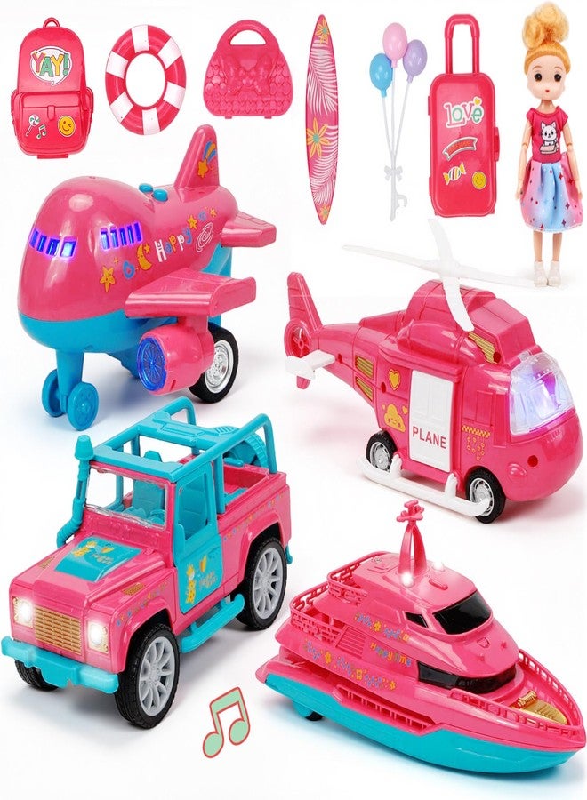 BoomCaCa 11-in-1 Pink Dream Travel Vehicles Playset Toys for Girls Age 3-6 - Image 1