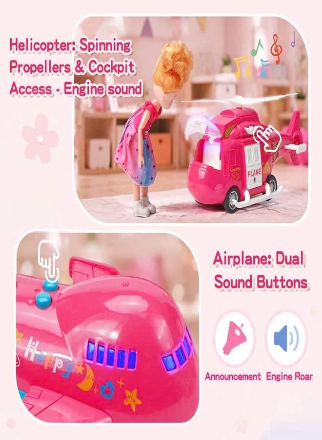 BoomCaCa 11-in-1 Pink Dream Travel Vehicles Playset Toys for Girls Age 3-6 - Image 4