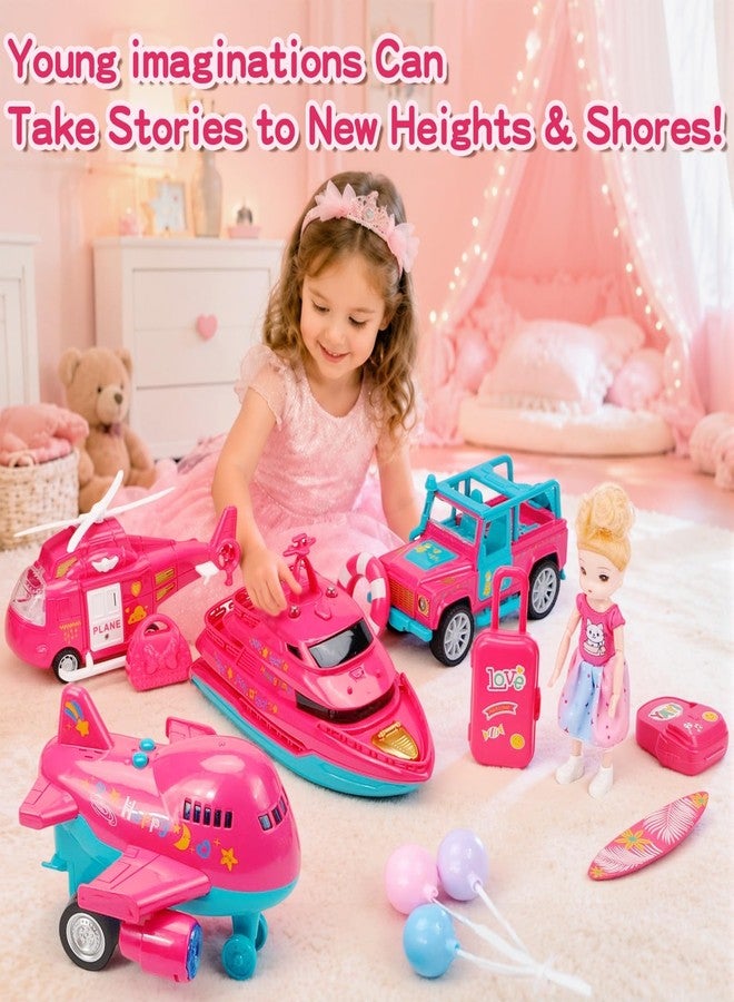 BoomCaCa 11-in-1 Pink Dream Travel Vehicles Playset Toys for Girls Age 3-6 - Image 2