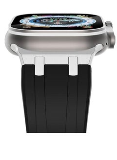 Watch Compatible with Apple Watch Ultra 2 Band 49mm Men's Outdoor Sports Bands for iWatch Ultra 2/Ultra Series 9 8, Silicone Band with Oiled Stainless Steel Adapter Black  - Image 3