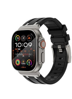 Watch Compatible with Apple Watch Ultra 2 Band 49mm Men's Outdoor Sports Bands for iWatch Ultra 2/Ultra Series 9 8, Silicone Band with Oiled Stainless Steel Adapter Black  - Image 2