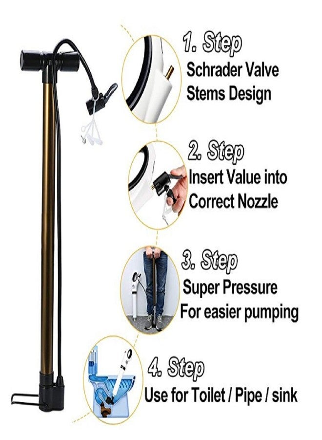 LOMESH Air Drain Blaster High-Pressure Pump Dredge Plunger Clog Remover with 4 Plugging Head for Toilets Kitchen Bathtub Showers Sink - Image 3
