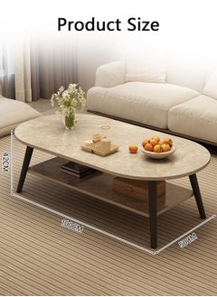 2 Tier Coffee Table Solid Wood Table Leg With Large Open Storage Modern Furniture  Sofa Table For Living Room Home Office L100*W50*H42cm Stone Gray + Black - pzsku/ZD7B67F44C280CF533810Z/45/_/1714979736/24f02814-7b06-4ad8-ac27-eb70d3deae92