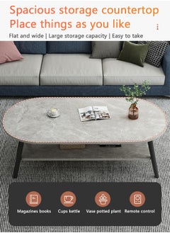 2 Tier Coffee Table Solid Wood Table Leg With Large Open Storage Modern Furniture  Sofa Table For Living Room Home Office L100*W50*H42cm Stone Gray + Black - pzsku/ZD7B67F44C280CF533810Z/45/_/1714982804/68c6b284-93b1-49b1-af01-f60dca6c02e7