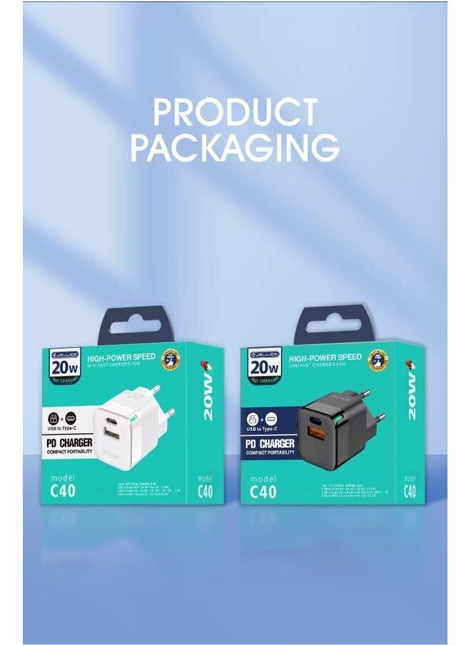 جيليكو شاحن حائطي, شاحن حائطي بمنفذ PD QC 3.0 USB C ، شحن سريع للهواتف المحمولة ، محول طاقة من النوع C  - Image 1