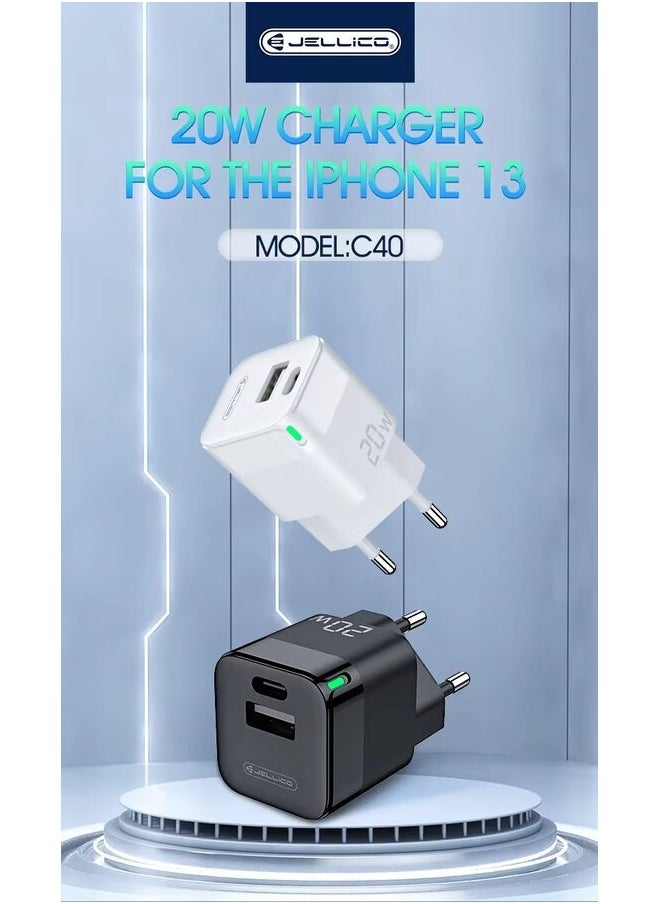 جيليكو شاحن حائطي, شاحن حائطي بمنفذ PD QC 3.0 USB C ، شحن سريع للهواتف المحمولة ، محول طاقة من النوع C  - Image 2