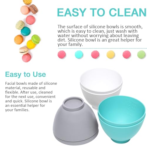 Goalfly 6 Pcs Silicone Mixing Bowl (4.1 x 2.7 inches), Mixing Bowl Set for Facial Mask, Reusable Condiment Bowls, Esthetician Bowls, Silicone Bowls for Melting Chocolate - Image 3