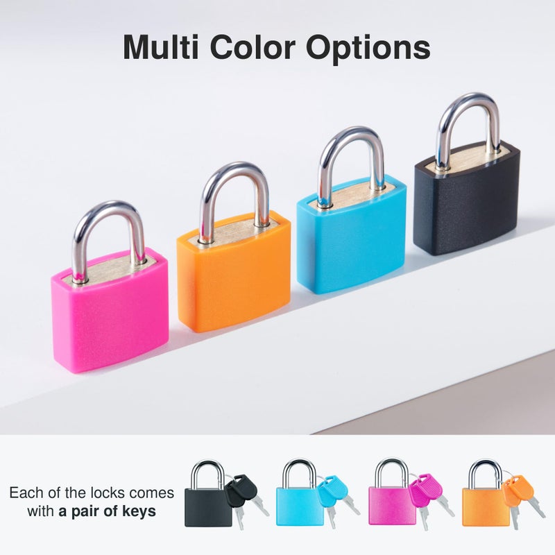 Puroma Mini Suitcase Padlock with Keys, 4 Pack 22mm Locker Locks Luggage Key Lock for School Gym Locker, Laptop Bags, Backpacks, Diary Book (4 Colors) - Image 5