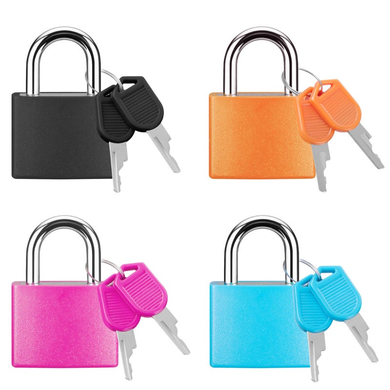 Puroma Mini Suitcase Padlock with Keys, 4 Pack 22mm Locker Locks Luggage Key Lock for School Gym Locker, Laptop Bags, Backpacks, Diary Book (4 Colors) - Image 1