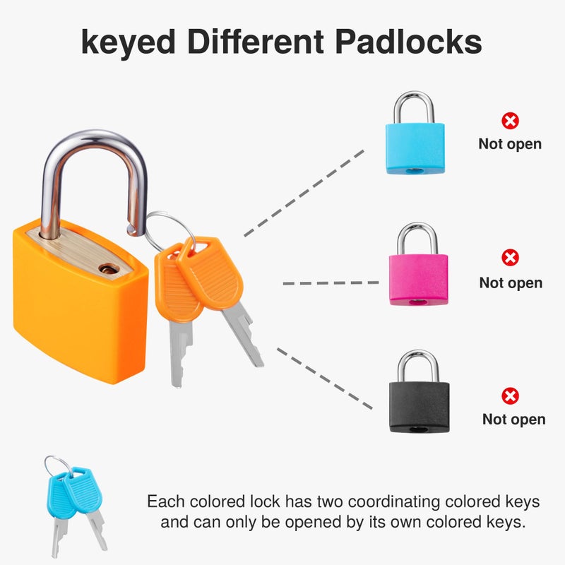 Puroma Mini Suitcase Padlock with Keys, 4 Pack 22mm Locker Locks Luggage Key Lock for School Gym Locker, Laptop Bags, Backpacks, Diary Book (4 Colors) - Image 4
