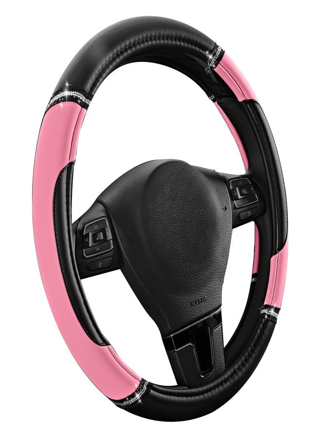 Road Comforts Leather Steering Wheel Cover - Made with PVC Leather - Anti-Slip, Universal Fit 14 1/2 inches to 15 inches - Pink - Image 2