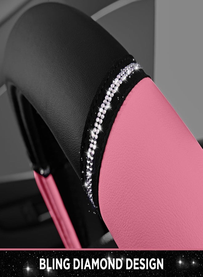 Road Comforts Leather Steering Wheel Cover - Made with PVC Leather - Anti-Slip, Universal Fit 14 1/2 inches to 15 inches - Pink - Image 5