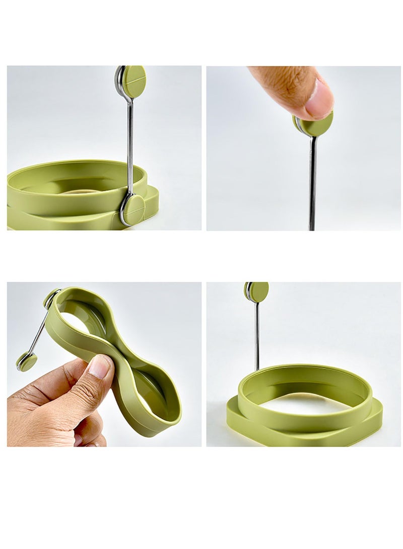 Zikra 5 Pcs Silicone Egg Rings,Two-Sided Non Stick Pancake Molds Fried Egg Cooking Rings Mold Ring Round with Handle for Fry Eggs Pancakes Reusable Fried Egg Mold, Round&Square - Image 2