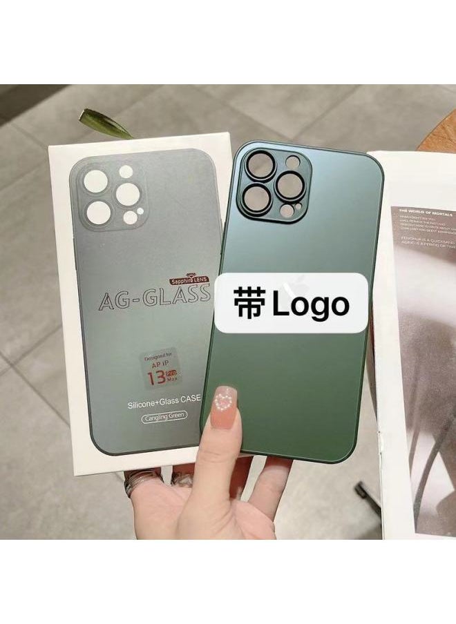 Generic Model For Iphone 14 Frosted Glass Phone Case One-piece Lens Film For Iphone 13promax 15 Digital Computer Protective Cover-Color:Dark Night Green-Applicable Model:For Iphone13  - Image 1