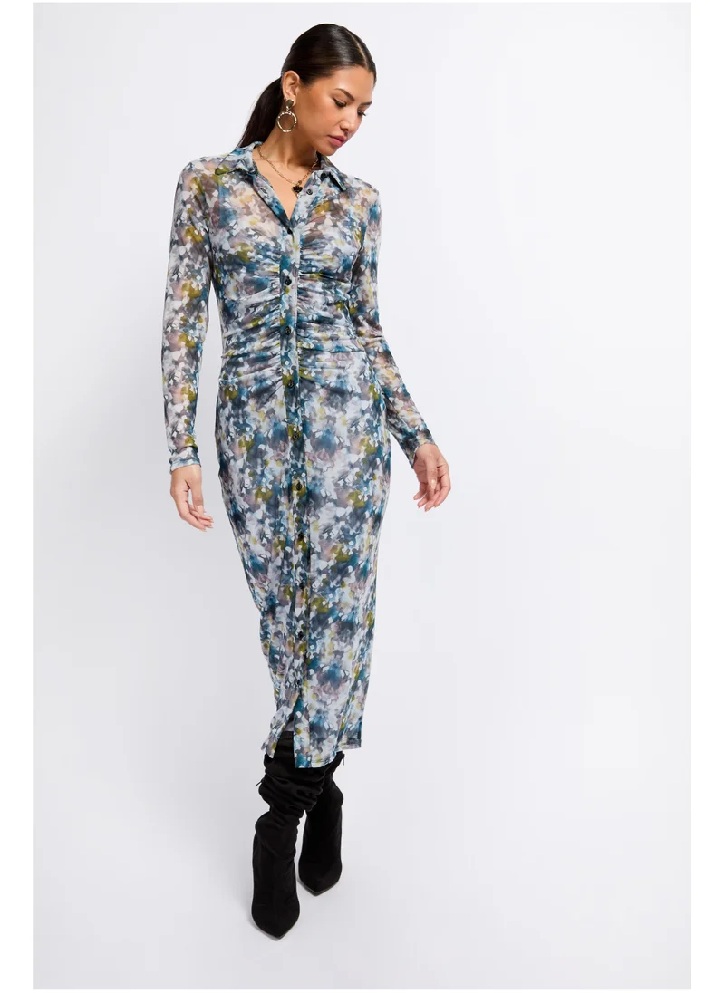 ليتل مسترس Printed Mesh Midaxi Shirt Dress